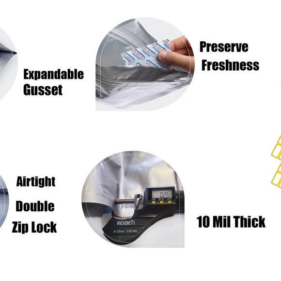 50pcs Mylar Bags 1 Gallon 10 Mil Thick w/ Oxygen Absorbers 500cc Food St… - Picture 14 of 14